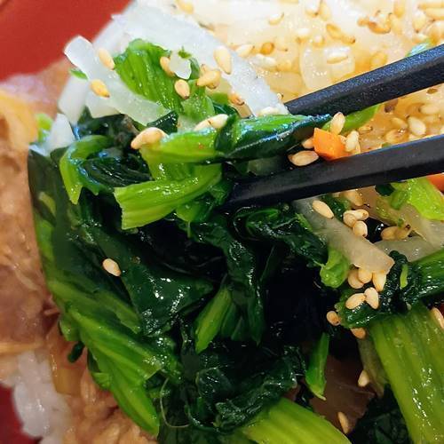 すき家 ビビンバ牛丼 ほうれん草.jpg