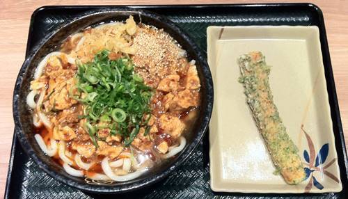 はなまるうどん 麻婆あんかけうどん&ちくわ磯辺揚げ.jpg