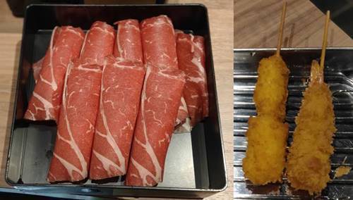 北海しゃぶしゃぶ 食べ放題 牛ロース&海老串揚げ&イカ串揚げ.jpg