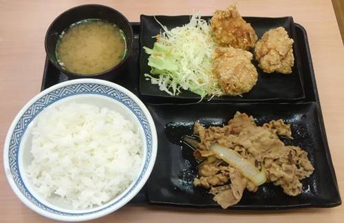 吉野家 W定食 牛皿・から揚げ定食.JPG