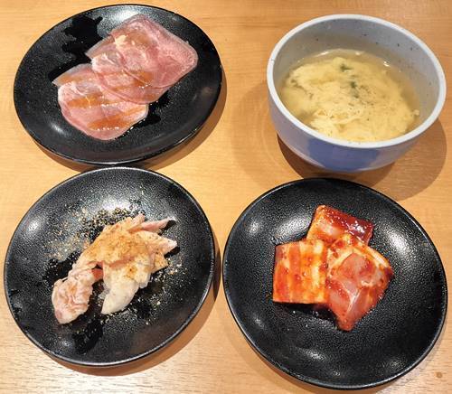 焼肉きんぐ 豚カルビ＆タン＆鶏なんこつ＆玉子スープ.jpg