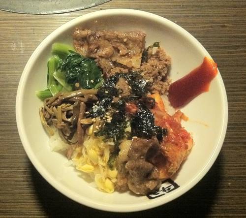 牛角 たっぷりお野菜のミニビビンバ カルビ乗せ.JPG